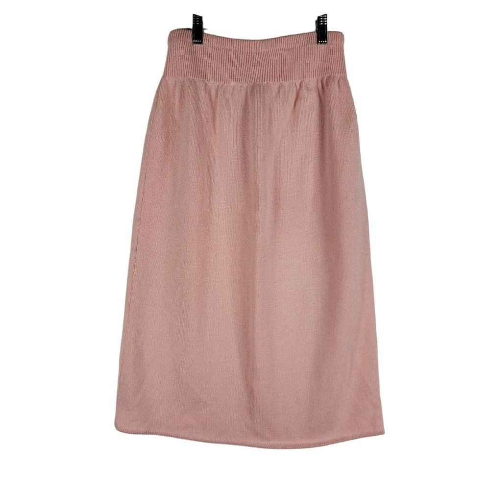 Women's Pink Vintage Knitted Midi Skirt Size 10